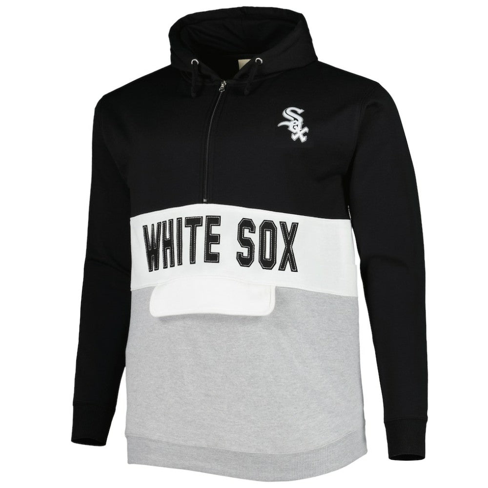 Chicago White Sox Big & Tall Fleece Half-Zip Hoodie - Black/White