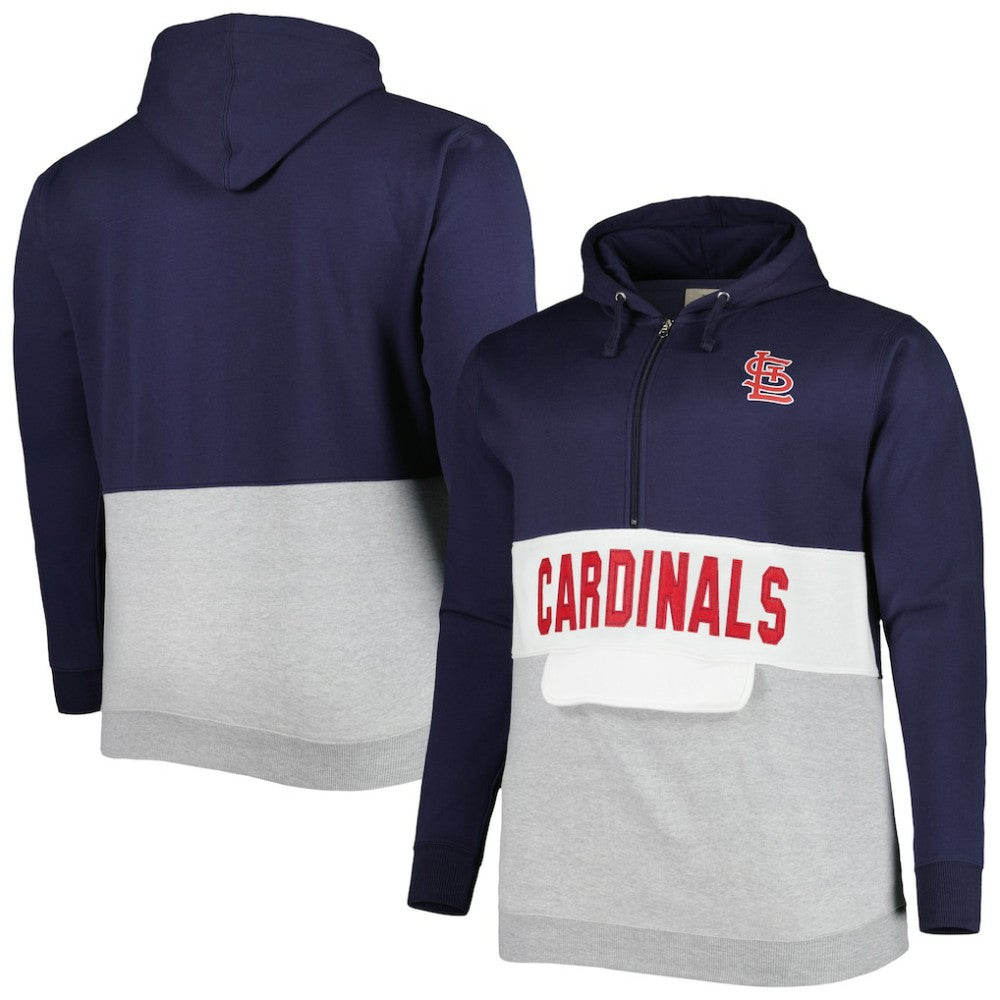 St. Louis Cardinals Big & Tall Fleece Half-Zip Hoodie - Navy/White