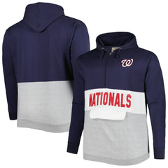 Washington Nationals Big & Tall Fleece Half-Zip Hoodie - Navy/White