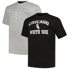 Chicago White Sox Profile Big & Tall T-Shirt Combo Pack - Black/Heather Gray