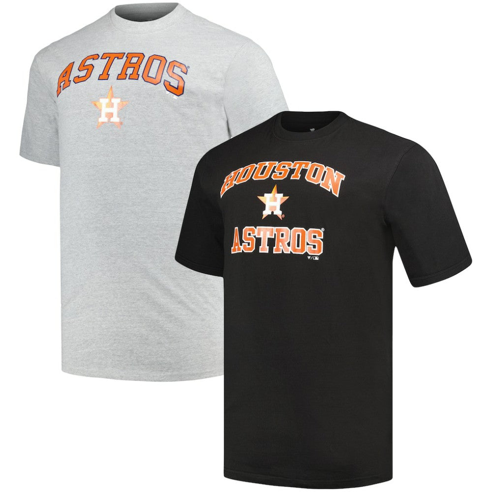 Houston Astros Profile Big & Tall T-Shirt Combo Pack - Black/Heather Gray