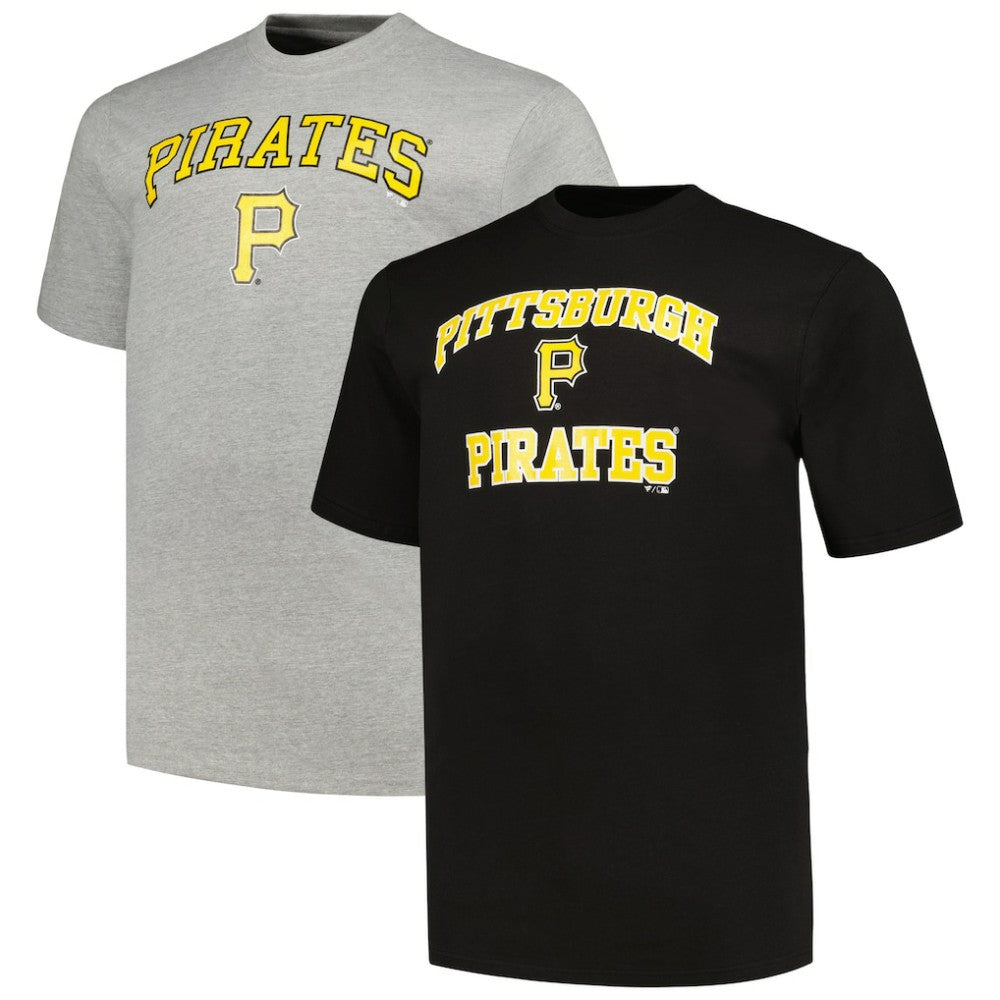 Pittsburgh Pirates Profile Big & Tall T-Shirt Combo Pack - Black/Heather Gray