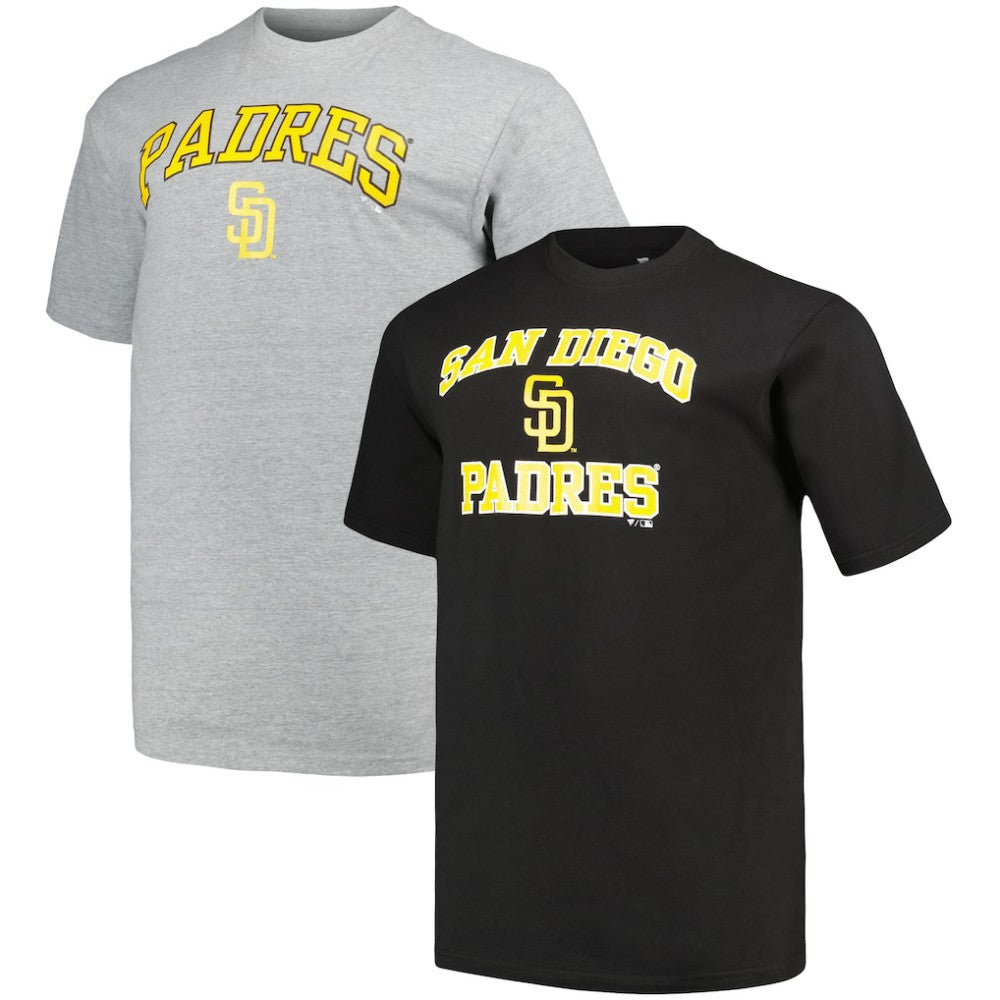 San Diego Padres Profile Big & Tall T-Shirt Combo Pack - Black/Heather Gray