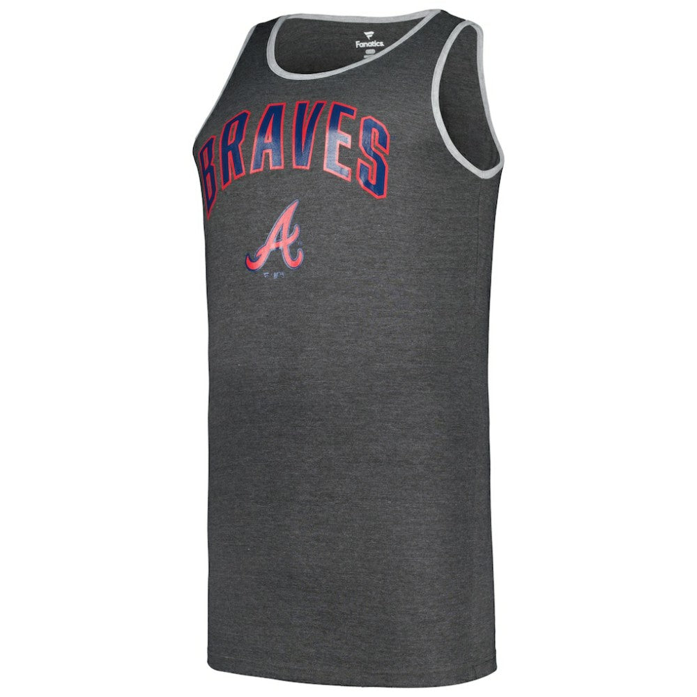 Atlanta Braves Profile Big & Tall Arch Over Logo Tank Top - Heather Charcoal
