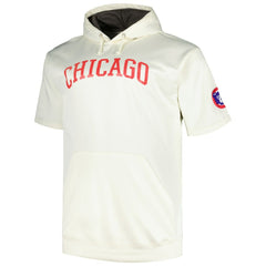 Chicago Cubs Profile Big & Tall Contrast Short Sleeve Pullover Hoodie - Oatmeal