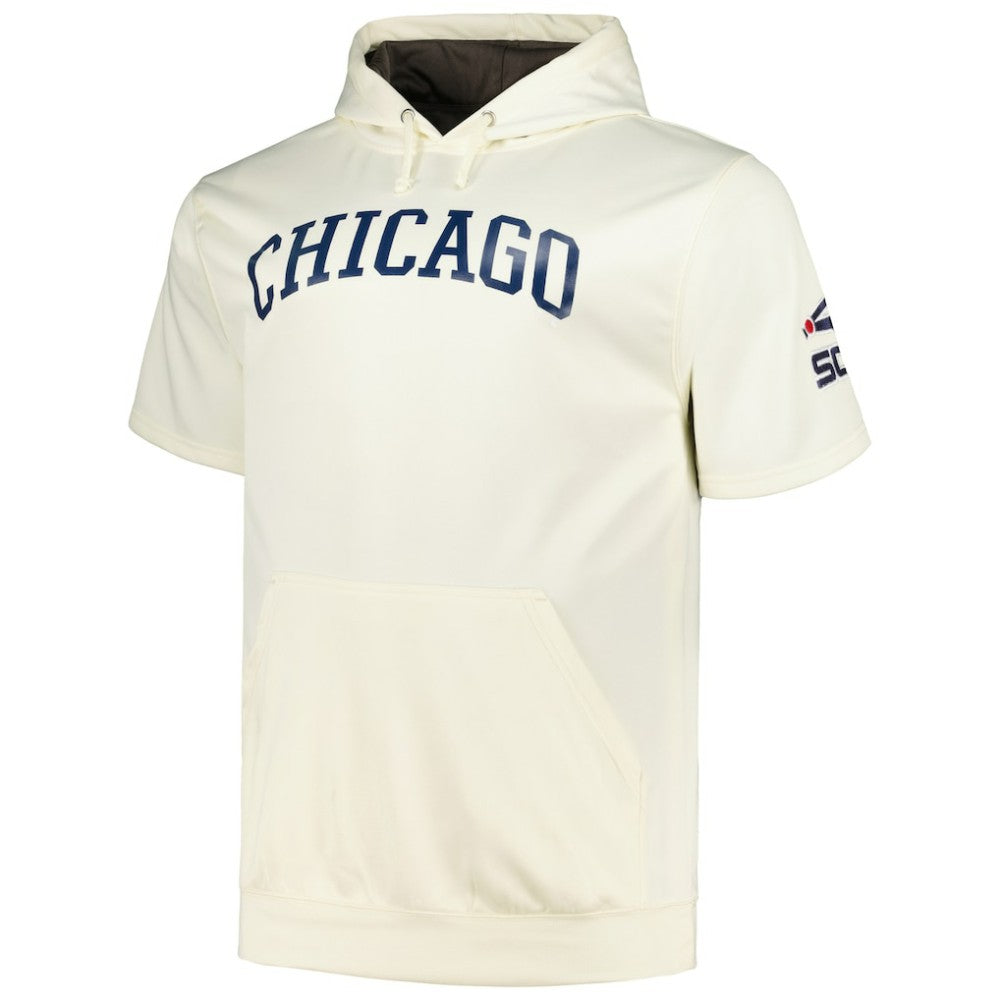 Chicago White Sox Profile Big & Tall Contrast Short Sleeve Pullover Hoodie - Oatmeal
