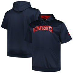 Minnesota Twins Profile Big & Tall Contrast Short Sleeve Pullover Hoodie - Navy