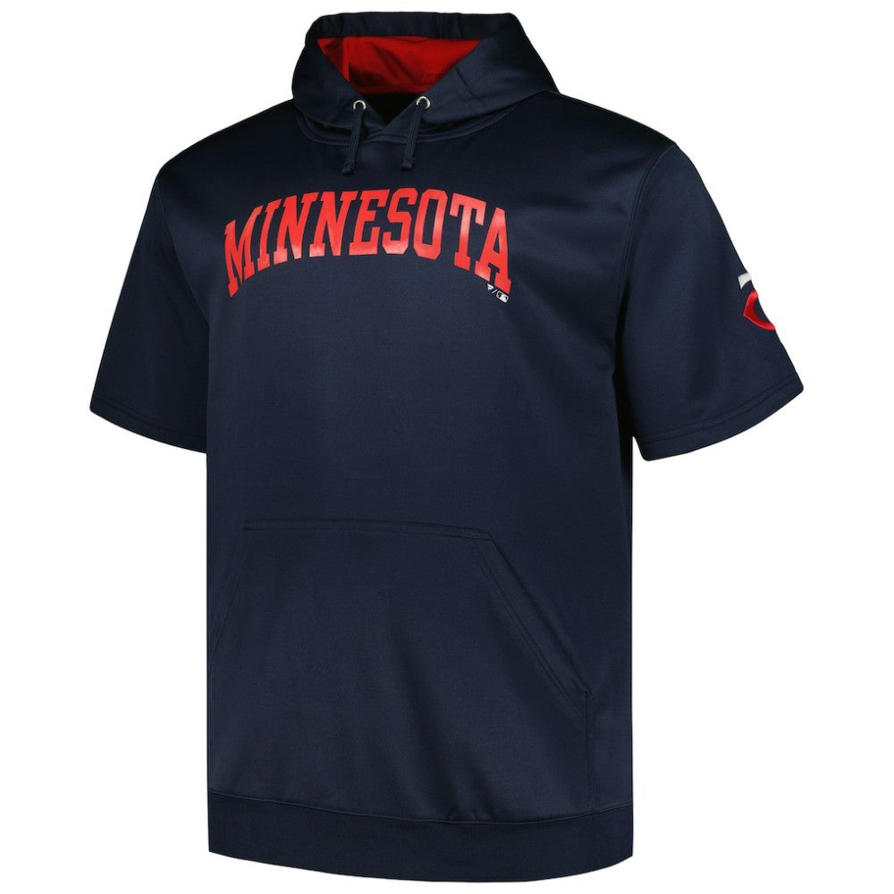 Minnesota Twins Profile Big & Tall Contrast Short Sleeve Pullover Hoodie - Navy