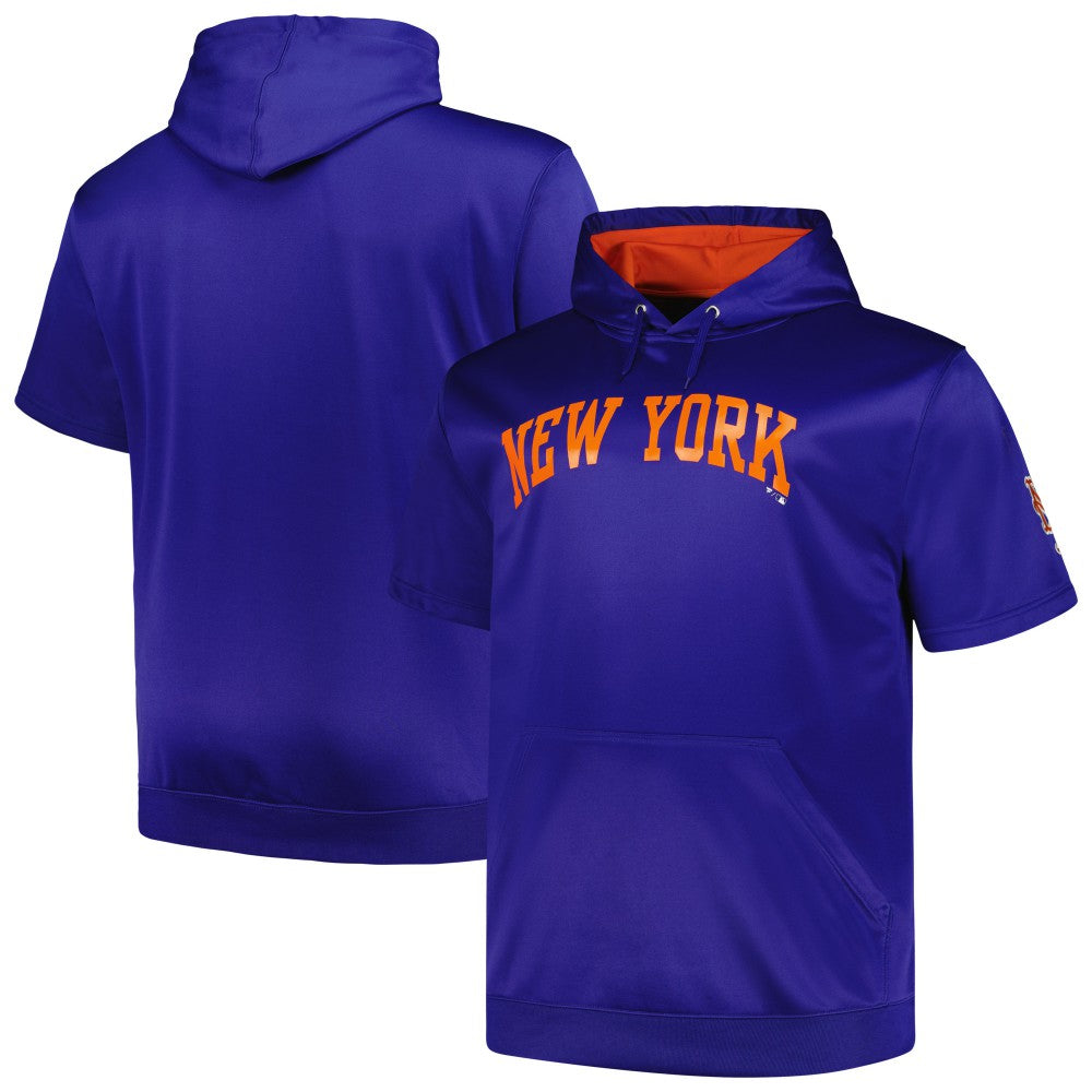 New York Mets Profile Big & Tall Contrast Short Sleeve Pullover Hoodie - Royal