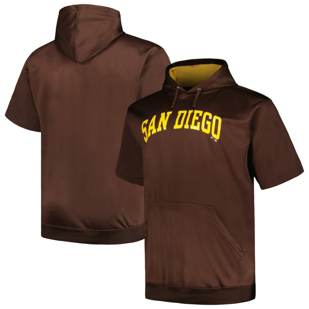 San Diego Padres Profile Big & Tall Contrast Short Sleeve Pullover Hoodie - Brown