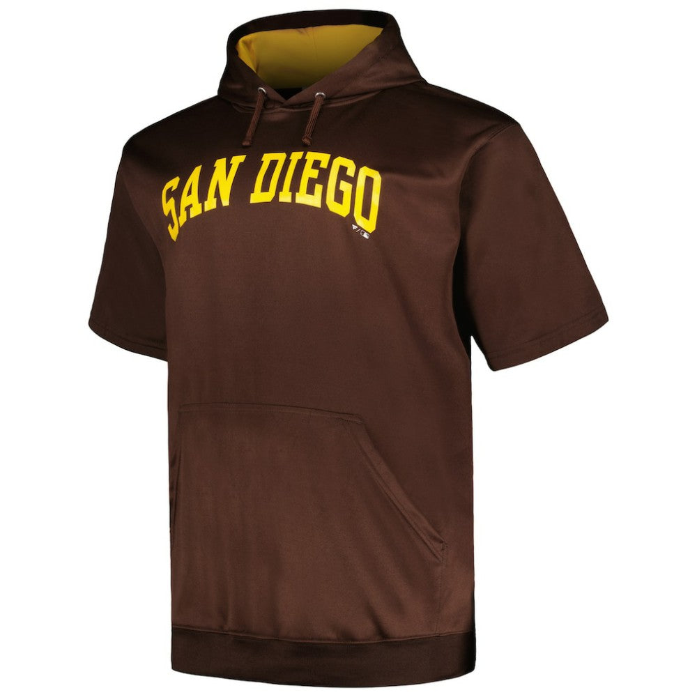 San Diego Padres Profile Big & Tall Contrast Short Sleeve Pullover Hoodie - Brown