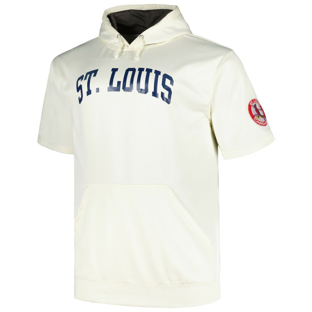 St. Louis Cardinals Profile Big & Tall Contrast Short Sleeve Pullover Hoodie - Oatmeal