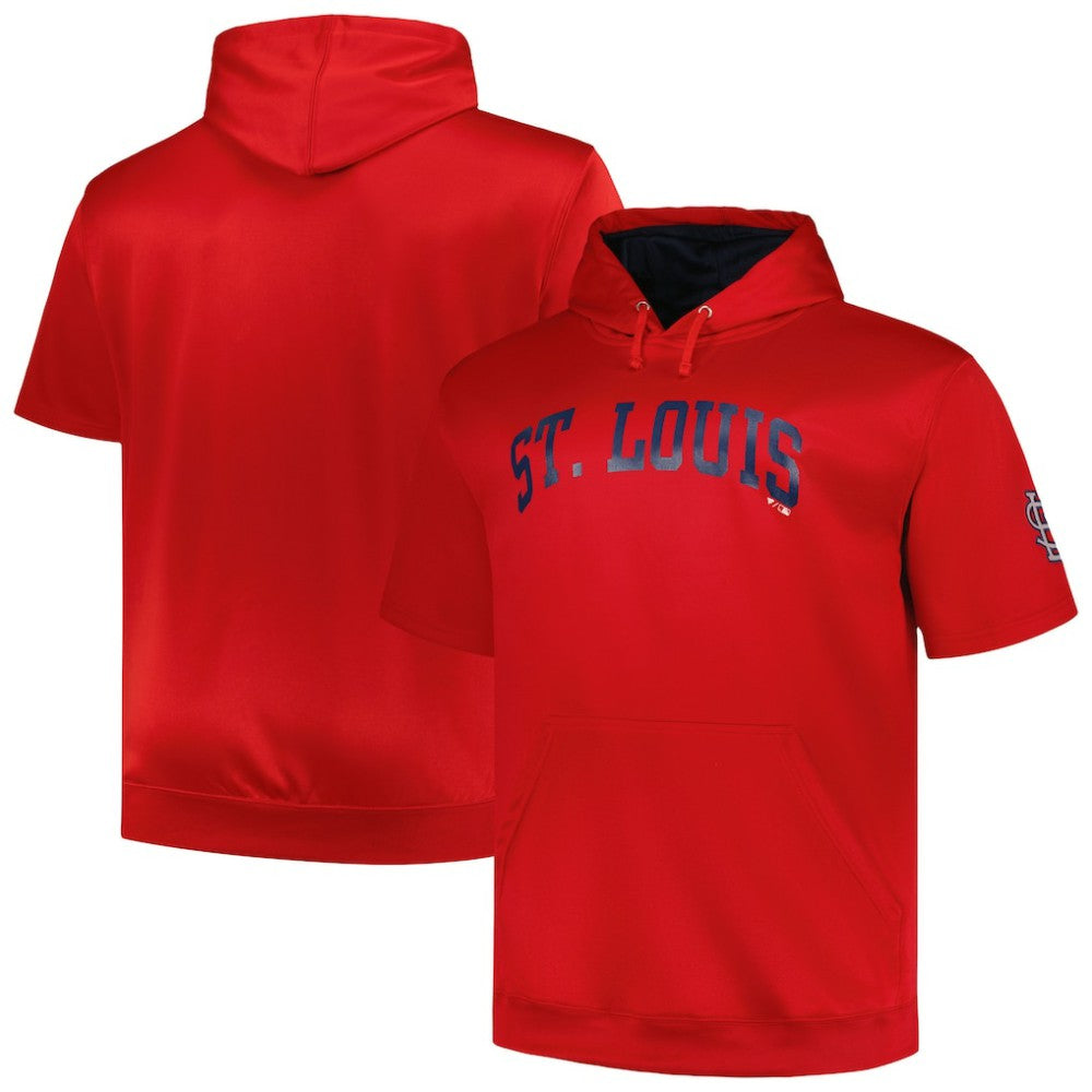 St. Louis Cardinals Profile Big & Tall Contrast Short Sleeve Pullover Hoodie - Red