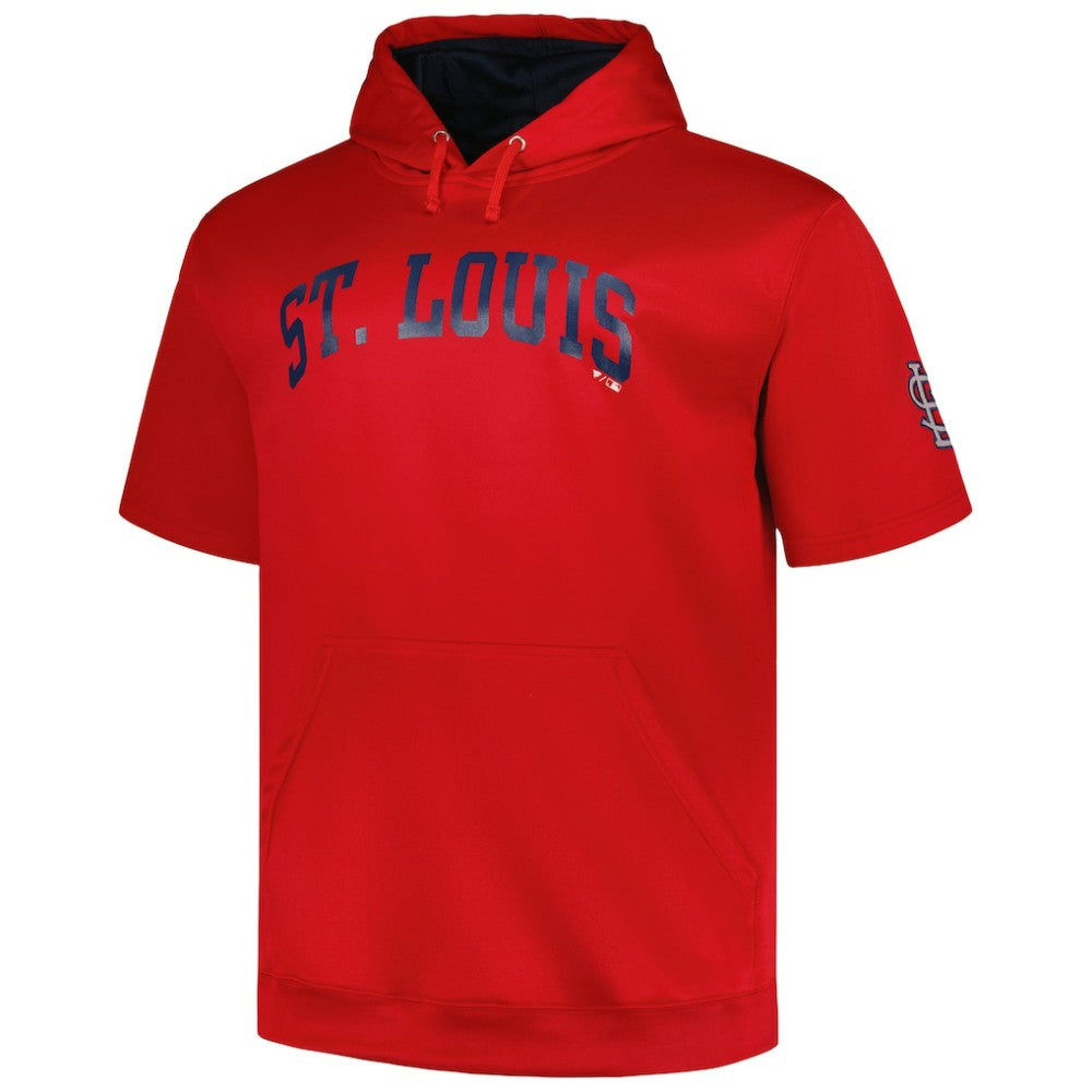 St. Louis Cardinals Profile Big & Tall Contrast Short Sleeve Pullover Hoodie - Red