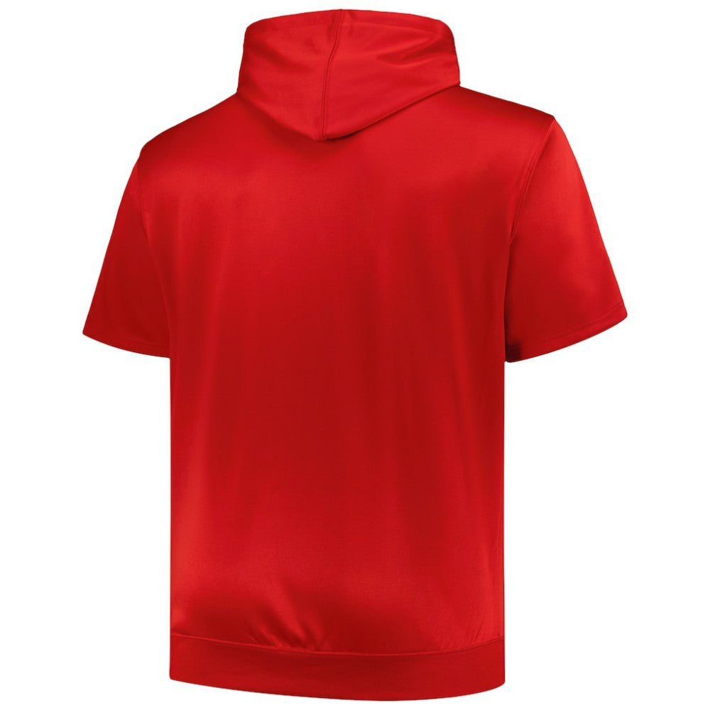 St. Louis Cardinals Profile Big & Tall Contrast Short Sleeve Pullover Hoodie - Red
