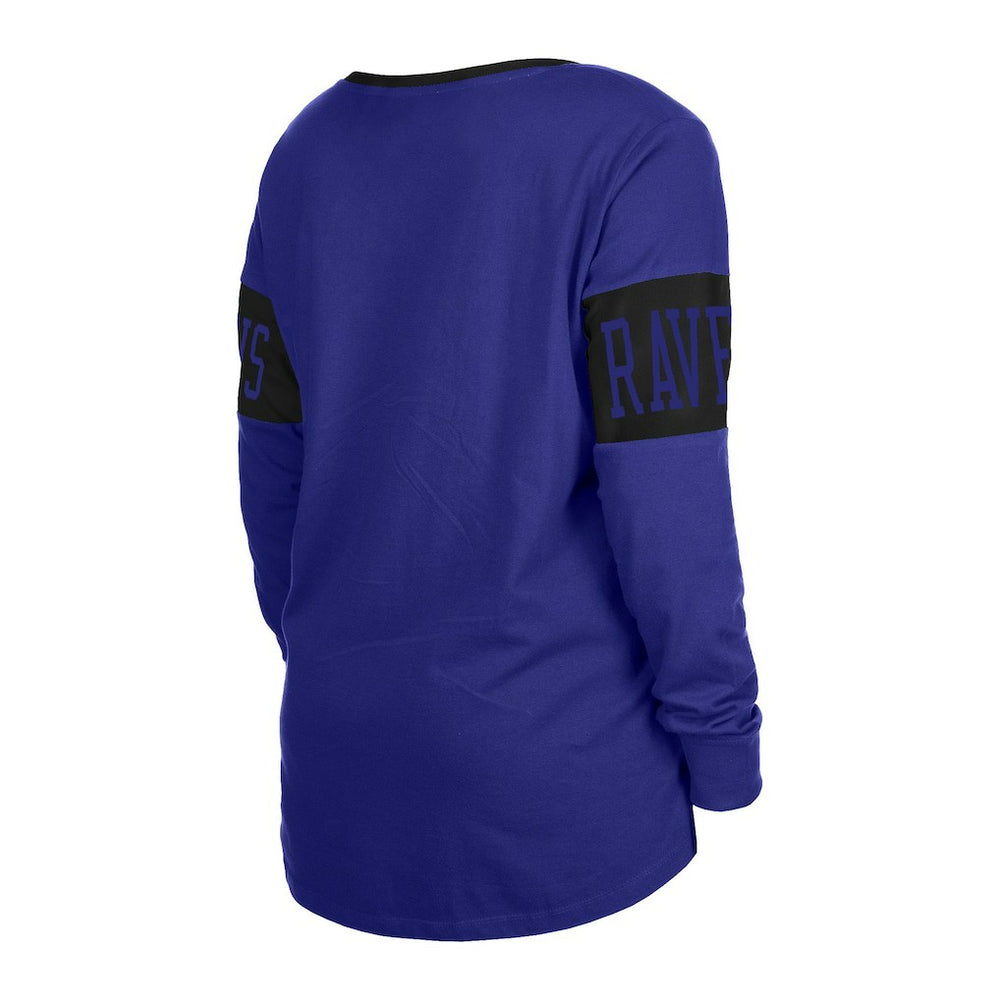 Baltimore Ravens New Era Women's Lace-Up Notch Neck Long Sleeve T-Shirt - Black cheap