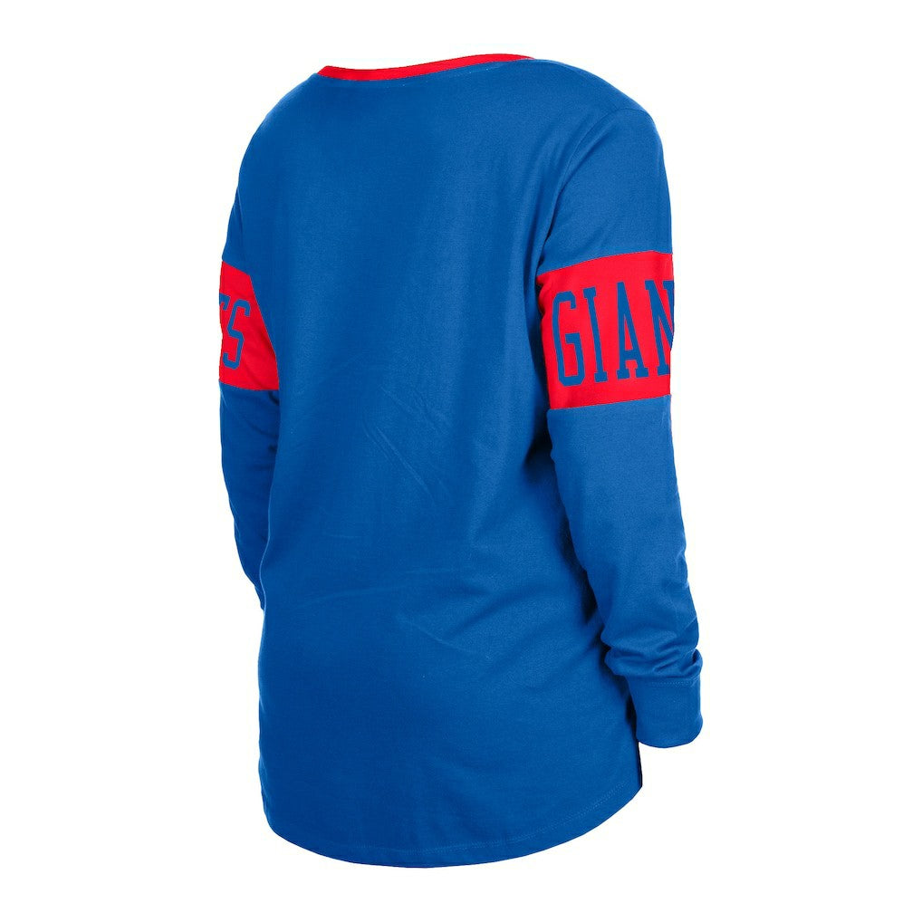 New York Giants New Era Women's Lace-Up Notch Neck Long Sleeve T-Shirt - Royal sale