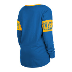 Los Angeles Chargers New Era Women's Lace-Up Notch Neck Long Sleeve T-Shirt - Royal discount