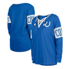 Indianapolis Colts New Era Women's Lace-Up Notch Neck Long Sleeve T-Shirt - Blue online