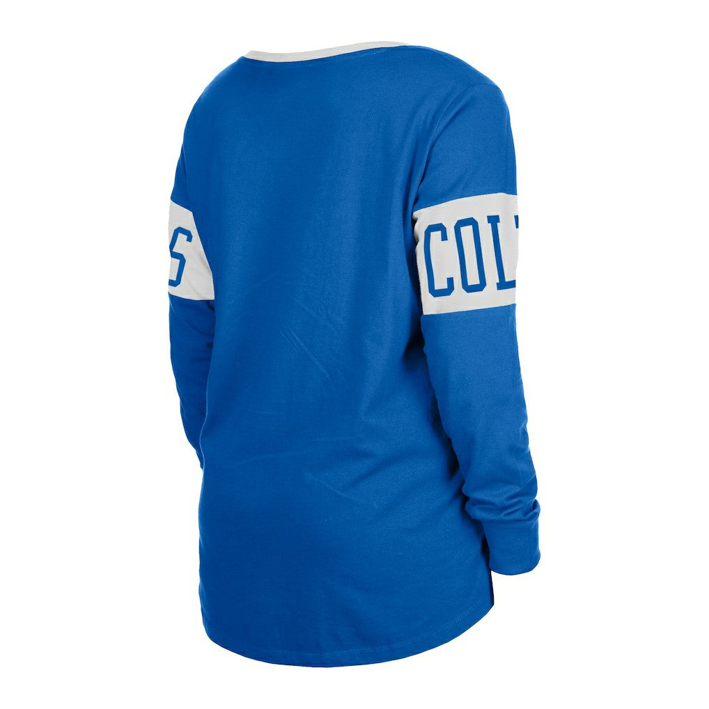Indianapolis Colts New Era Women's Lace-Up Notch Neck Long Sleeve T-Shirt - Blue online