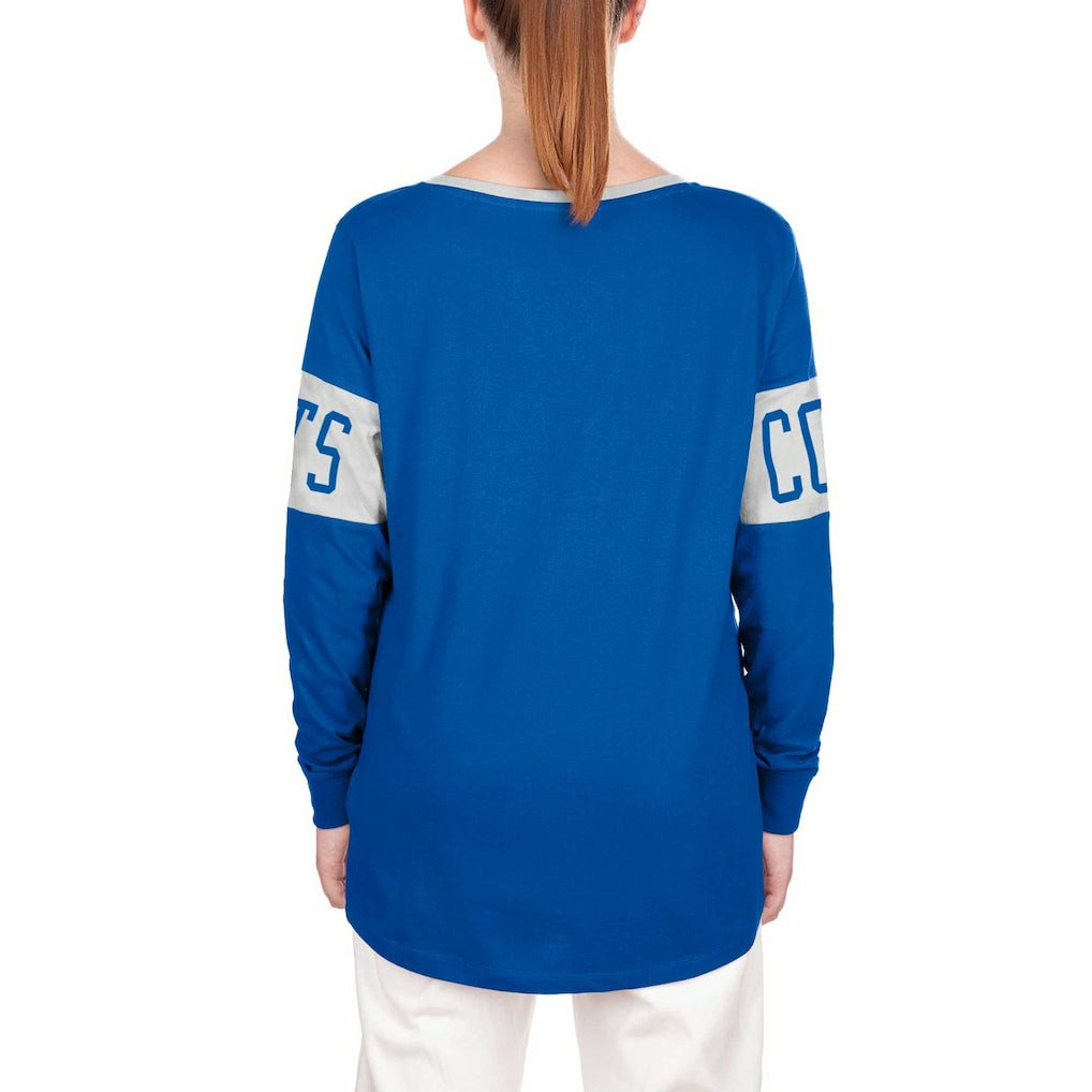 Indianapolis Colts New Era Women's Lace-Up Notch Neck Long Sleeve T-Shirt - Blue online