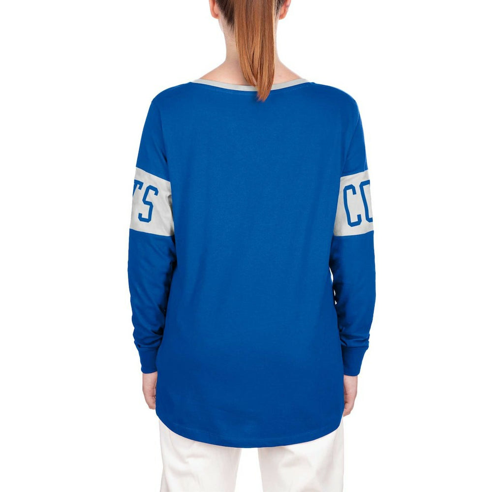 Indianapolis Colts New Era Women's Lace-Up Notch Neck Long Sleeve T-Shirt - Blue online