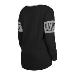 Las Vegas Raiders New Era Women's Lace-Up Notch Neck Long Sleeve T-Shirt - Black cheap