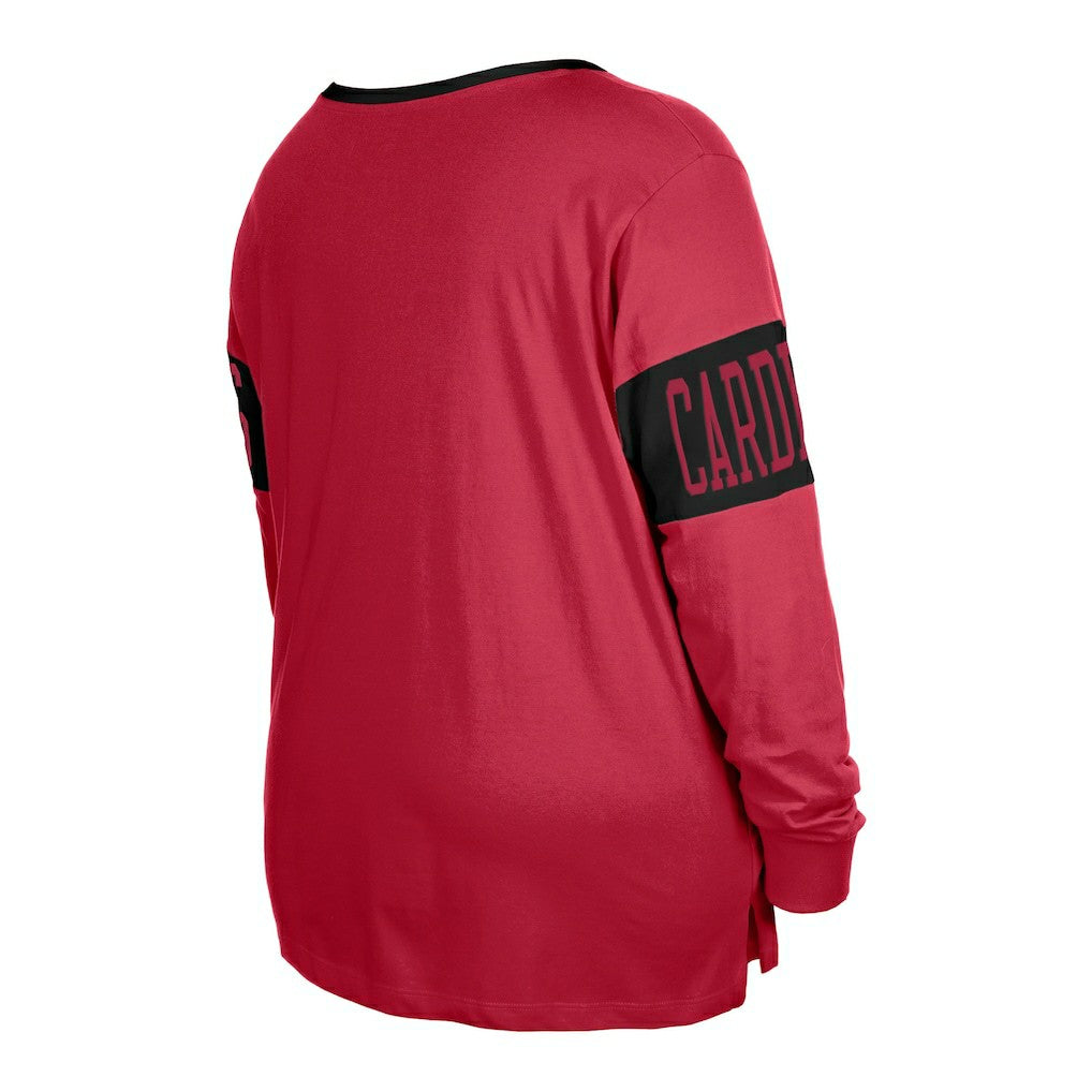 Arizona Cardinals New Era Women's Plus Size Lace-Up Notch Neck Long Sleeve T-Shirt - Cardinal discount