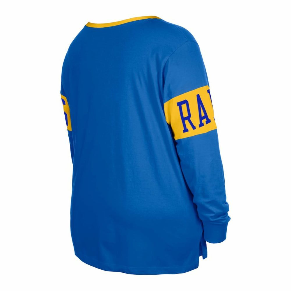 Los Angeles Rams New Era Women's Plus Size Lace-Up Notch Neck Long Sleeve T-Shirt - Royal discount