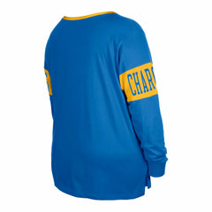 Los Angeles Chargers New Era Women's Plus Size Lace-Up Notch Neck Long Sleeve T-Shirt - Powder Blue on sale