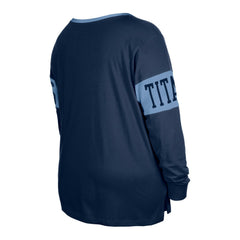 Tennessee Titans New Era Women's Plus Size Lace-Up Notch Neck Long Sleeve T-Shirt - Navy sale