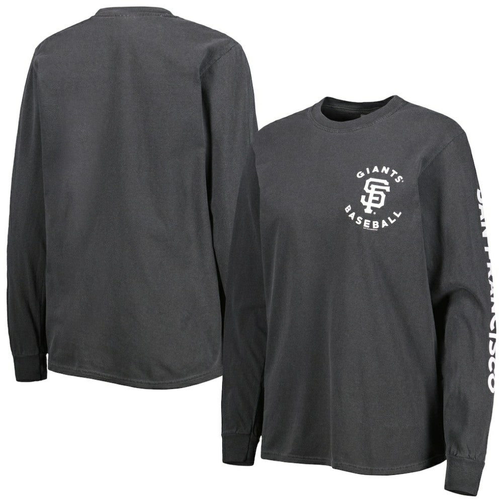 San Francisco Giants Soft as a Grape Women's Team Pigment Dye Long Sleeve T-Shirt - Black