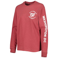 Washington Nationals Soft as a Grape Women's Team Pigment Dye Long Sleeve T-Shirt - Red