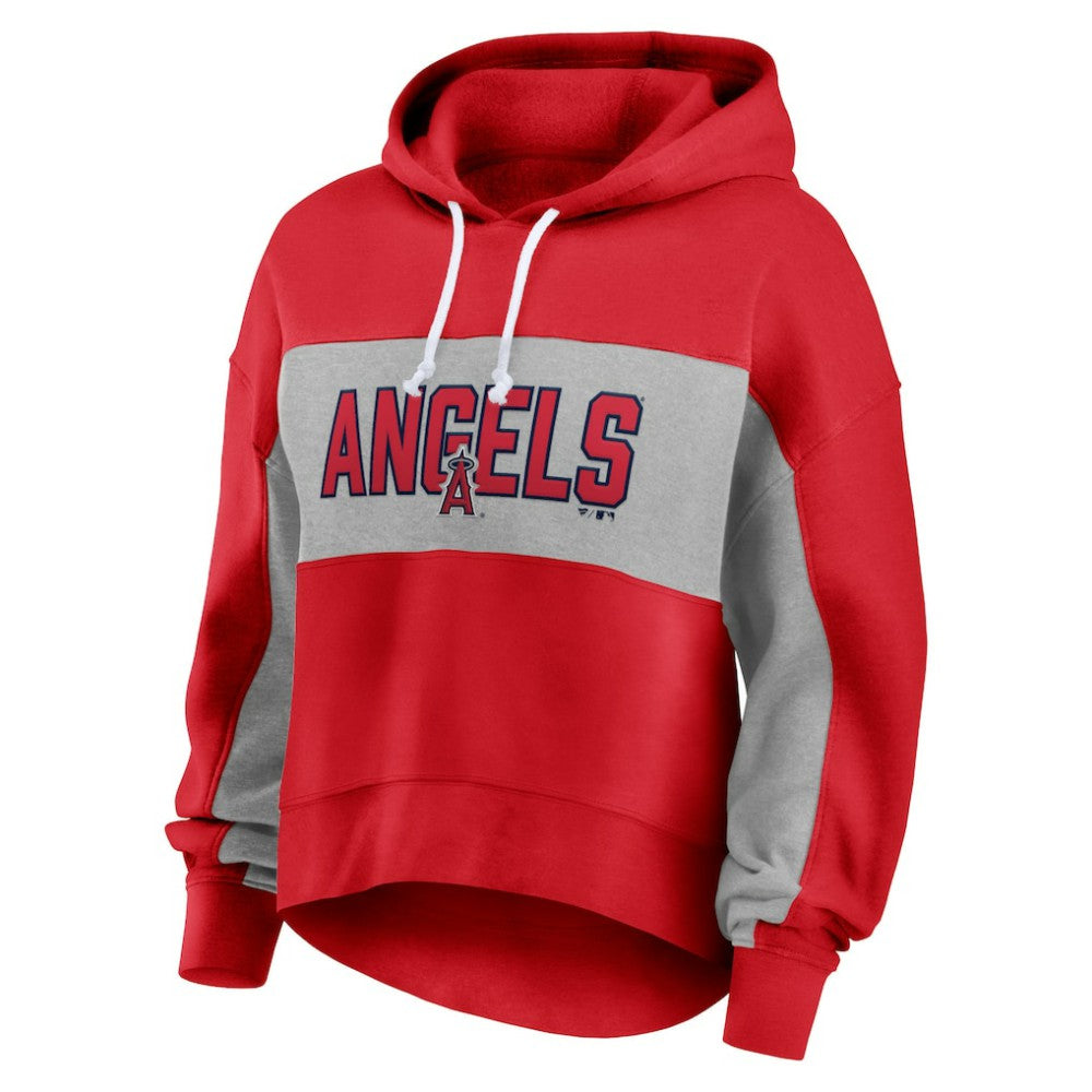 Los Angeles Angels Women's Filled Stat Sheet Pullover Hoodie - Red