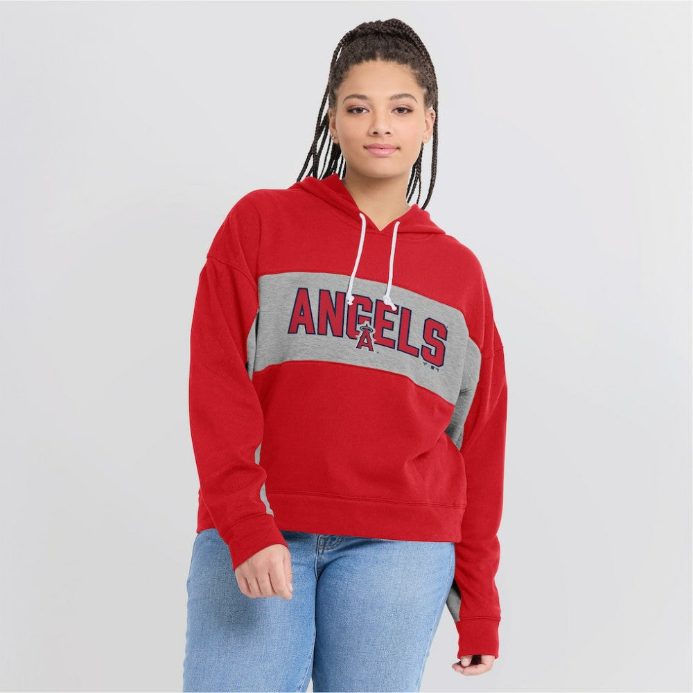 Los Angeles Angels Women's Filled Stat Sheet Pullover Hoodie - Red