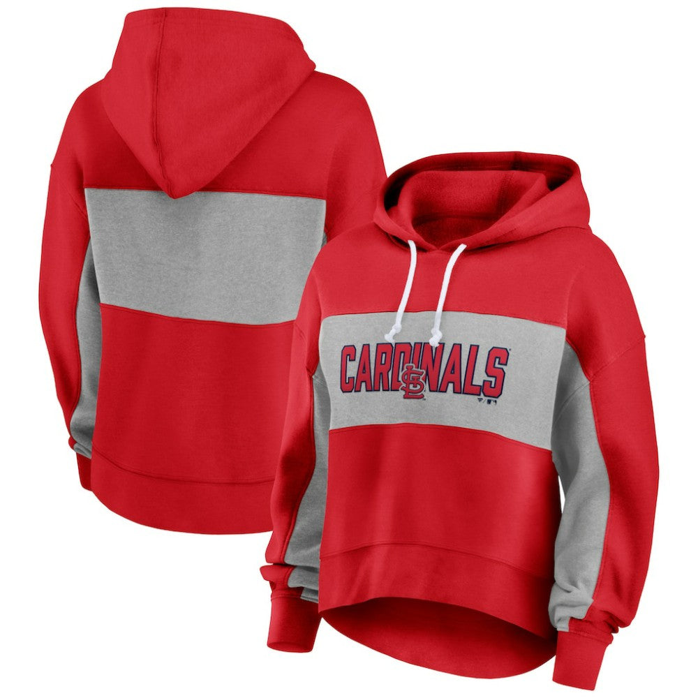 St. Louis Cardinals Women's Filled Stat Sheet Pullover Hoodie - Red