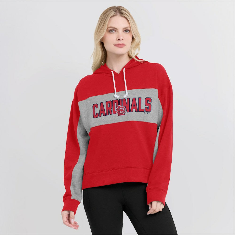 St. Louis Cardinals Women's Filled Stat Sheet Pullover Hoodie - Red