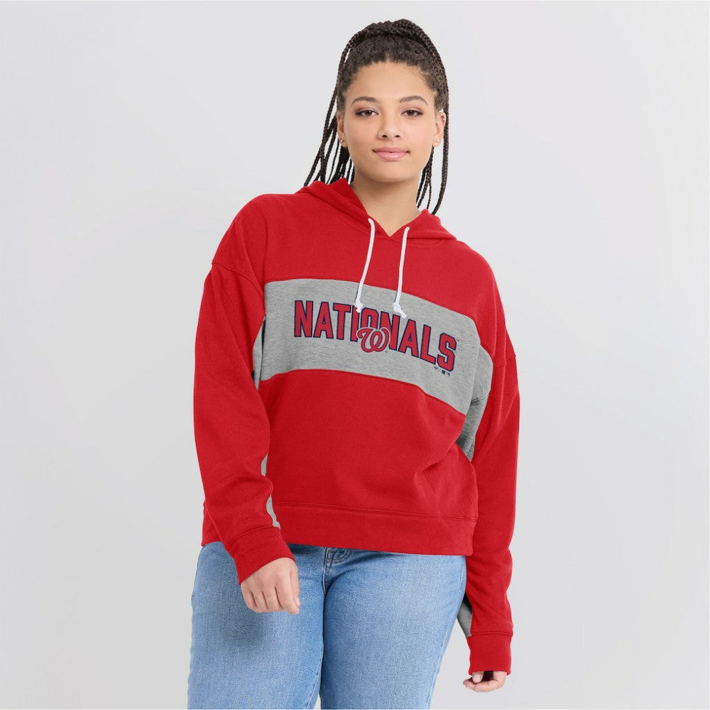 Washington Nationals Women's Filled Stat Sheet Pullover Hoodie - Red