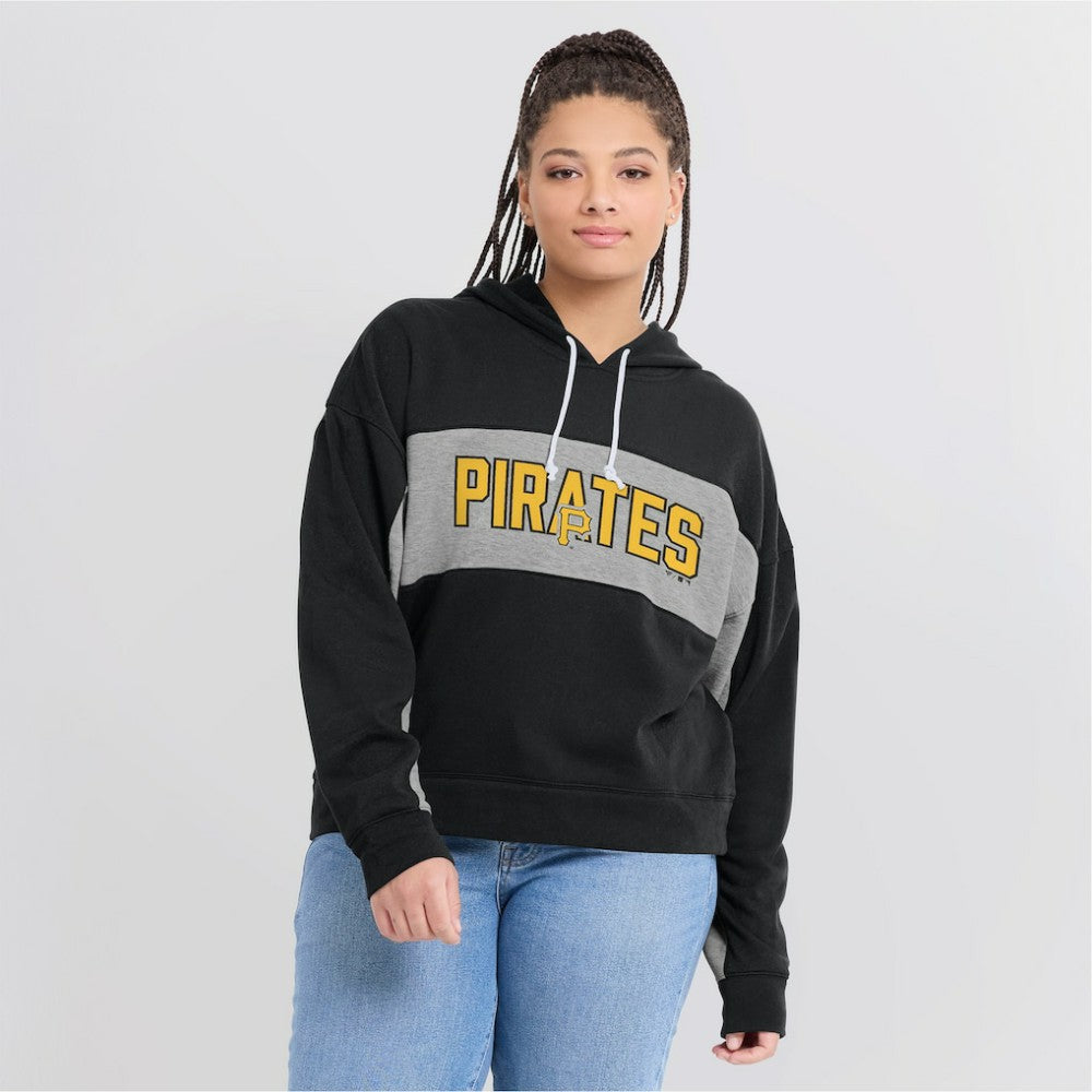 Pittsburgh Pirates Women's Filled Stat Sheet Pullover Hoodie - Black
