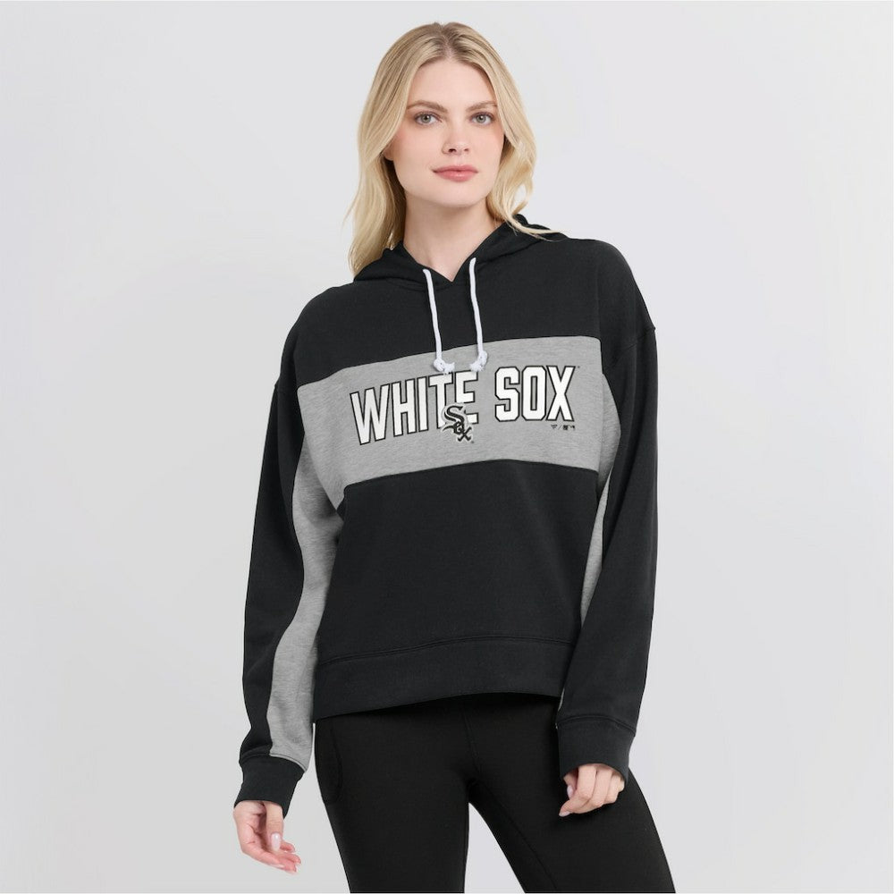Chicago White Sox Women's Filled Stat Sheet Pullover Hoodie - Black
