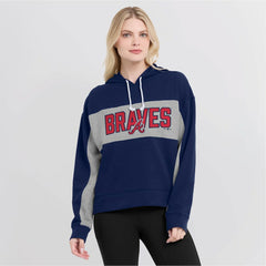 Atlanta Braves Women's Filled Stat Sheet Pullover Hoodie - Navy