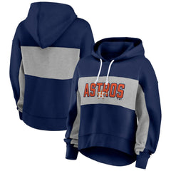 Houston Astros Women's Filled Stat Sheet Pullover Hoodie - Navy