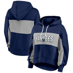 New York Yankees Women's Filled Stat Sheet Pullover Hoodie - Navy