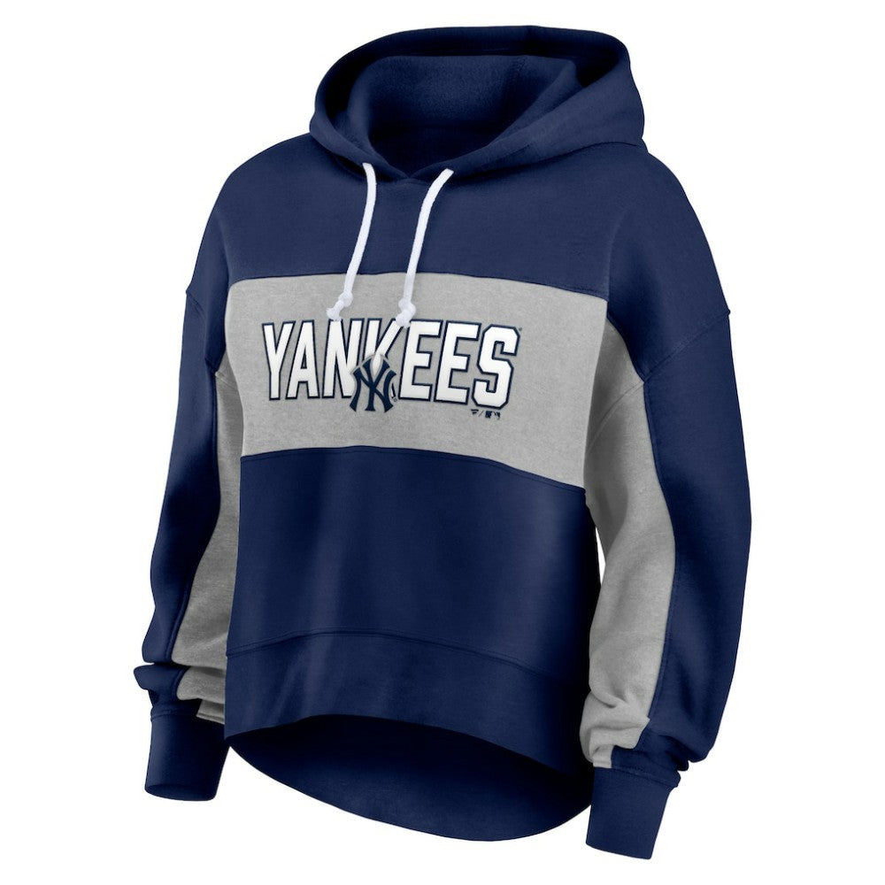 New York Yankees Women's Filled Stat Sheet Pullover Hoodie - Navy