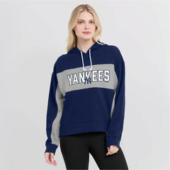 New York Yankees Women's Filled Stat Sheet Pullover Hoodie - Navy