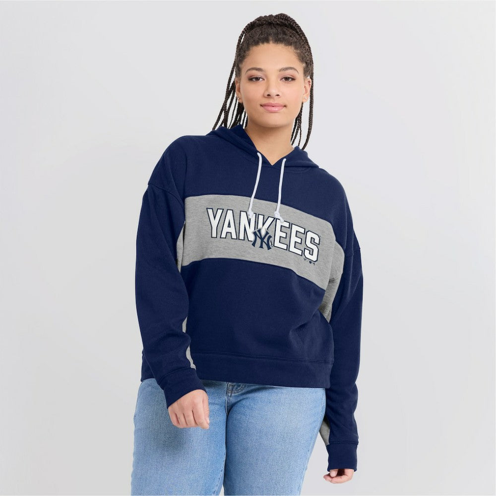 New York Yankees Women's Filled Stat Sheet Pullover Hoodie - Navy