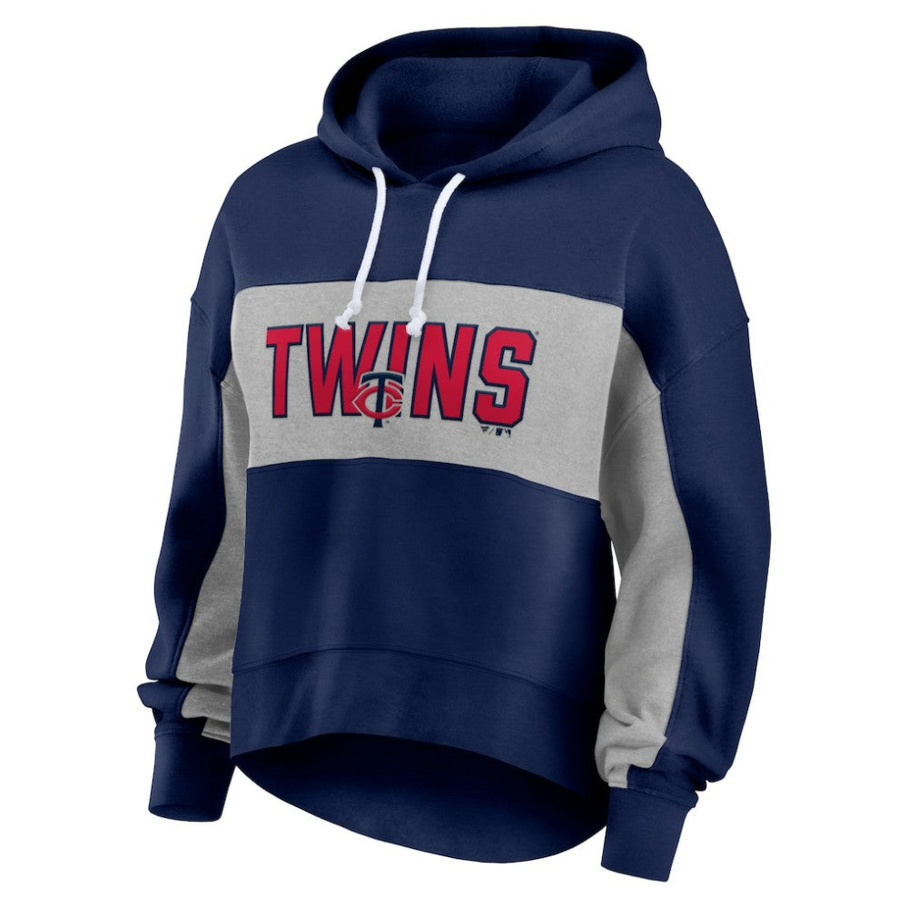 Minnesota Twins Women's Filled Stat Sheet Pullover Hoodie - Navy
