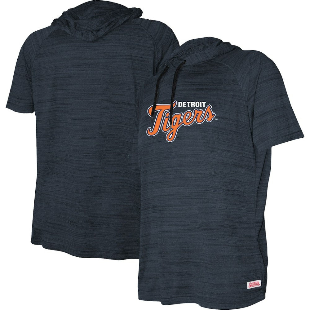 Detroit Tigers Stitches Youth Raglan Short Sleeve Pullover Hoodie - Heather Navy