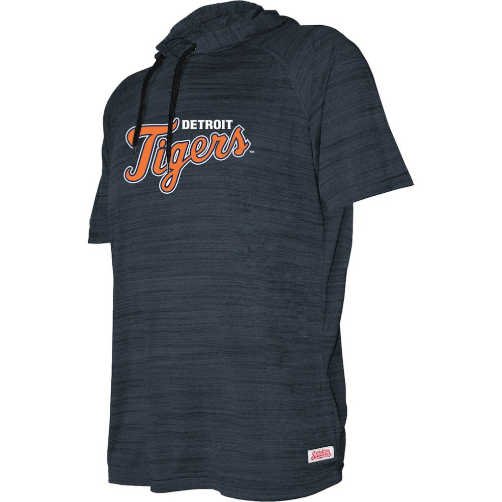 Detroit Tigers Stitches Youth Raglan Short Sleeve Pullover Hoodie - Heather Navy