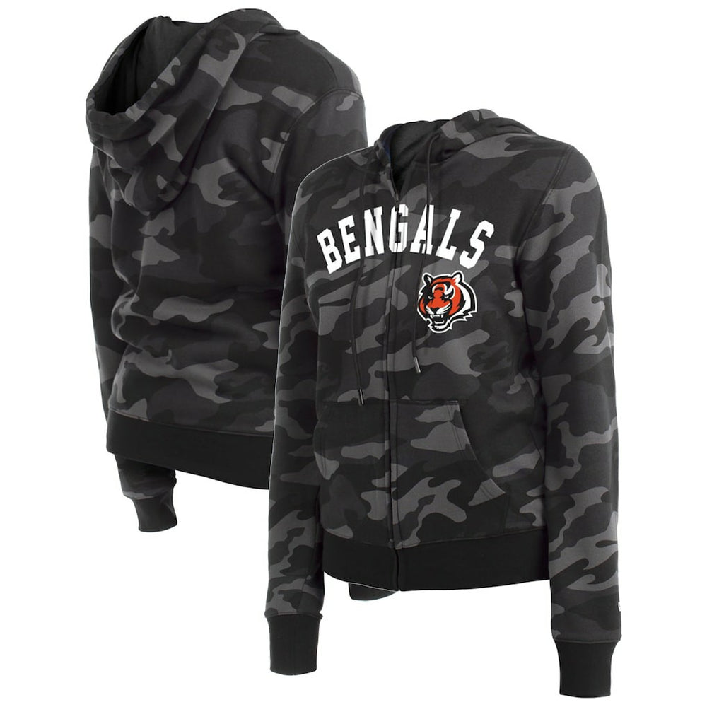 Cincinnati Bengals New Era Women's Camo Full-Zip Hoodie - Black sale